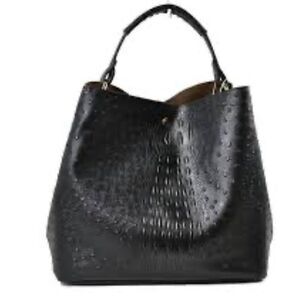 Black Sak Moc Croc Faux Leather Hobo Bag